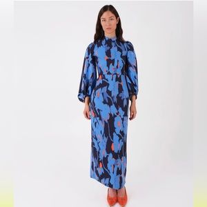 Blue Printed Maxi Dress